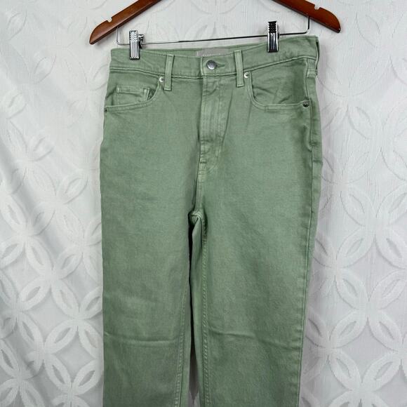 Everlane The Original Cheeky Cropped Green Straight Leg Denim Jeans Size 27 - Picture 7 of 10